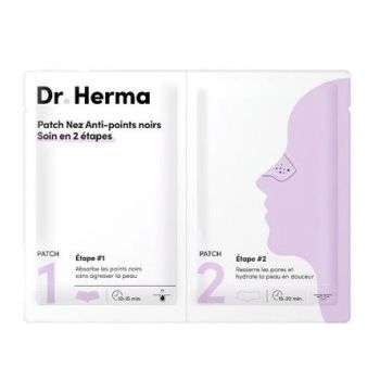 Patchs anti-points noirs soin nez en 2 &eacute;tapes Dr Herma - lot de 2 patchs (1 soin)