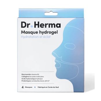 Masque hydrogel hydratation et &eacute;clat Dr Herma - boite de 4 masques