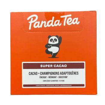Super cacao + champignons adaptog&egrave;nes Panda Tea - boite de 14 sticks