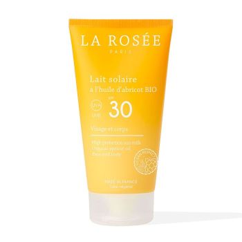Lait solaire SPF30 &agrave; l'huile d'abricot bio La Ros&eacute;e - tube de 150ml