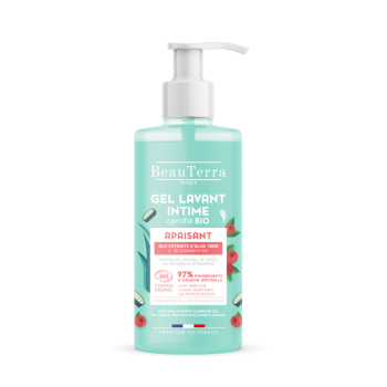 Gel lavant intime certifi&eacute; bio apaisant Beauterra - flacon-pompe de 500ml