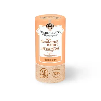 Mon d&eacute;odorant naturel p&ecirc;che de vigne Respectueuse - roll-on de 50g