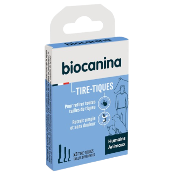 Tire-tiques humains et animaux 3 tailles diff&eacute;rentes Biocanina - boite de 3 tire-tiques