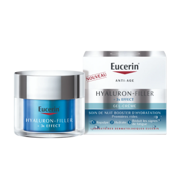Hyaluron-filler + 3x effect gel-cr&egrave;me soin de nuit booster d'hydratation Eucerin - pot de 50 ml