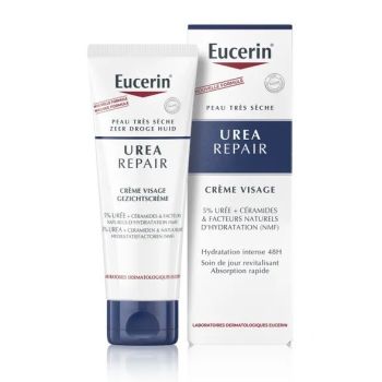 Urea Repair cr&egrave;me visage 5% ur&eacute;e peaux tr&egrave;s s&egrave;ches Eucerin - tube de 50ml