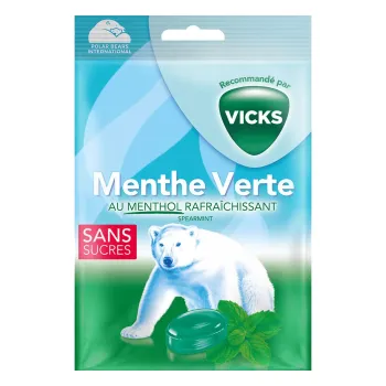 Bonbons menthe verte menthol rafra&icirc;chissant Vicks - sachet de 72g