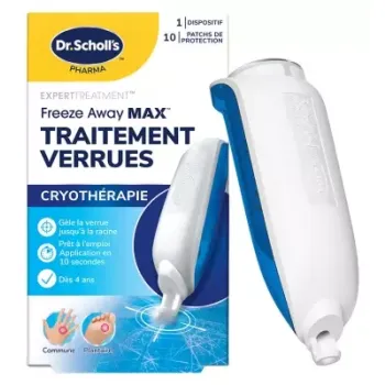 Traitement verrues Cryoth&eacute;rapie pieds et mains Scholl - flacon de 35ml + 10 patchs