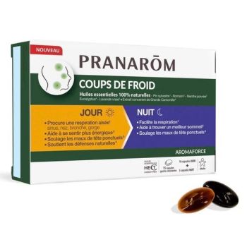 Aromaforce coup de froid jour/nuit Pranarom - bo&icirc;te de 15 capsules