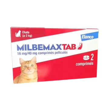Milbemaxtab comprim&eacute; pour chats - boite de 2 comprim&eacute;s