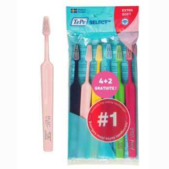 Pack brosses &agrave; dents extra-soft Select TePe - lot de 6 brosses &agrave; dents