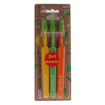 Brosse &agrave; dents Good regular soft TePe - pack de 2 brosse &agrave; dents + 1 gratuite