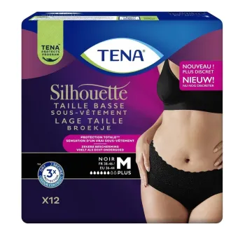 Silhouette plus slips absorbants taille M basse noir Tena - sachet de 12 slips