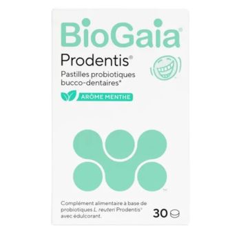 Prodentis Probiotiques bucco-dentaires ar&ocirc;me menthe BioGaia - pot de 30 pastilles