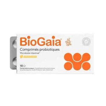 Probiotiques microbiote intestinal ar&ocirc;me citron BioGaia - boite de 10 comprim&eacute;s &agrave; croquer
