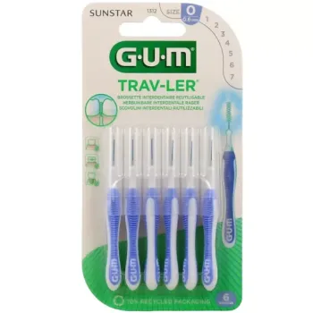 Brossette interdentaire antibact&eacute;rienne Trav-ler 0.6 mm Gum - 6 brossettes