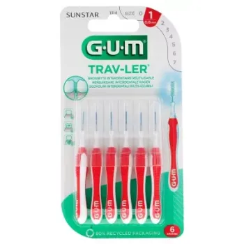 Brossette interdentaire antibact&eacute;rienne Trav-ler 0.8 mm Gum - 6 brossettes