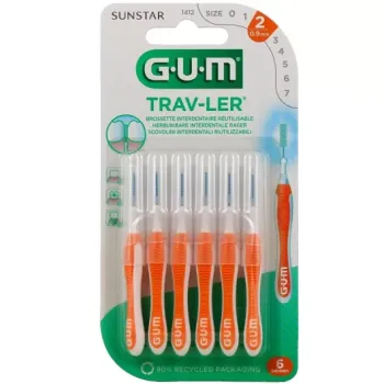 Brossette interdentaire antibact&eacute;rienne Trav-ler 0.9 mm Gum - 6 brossettes