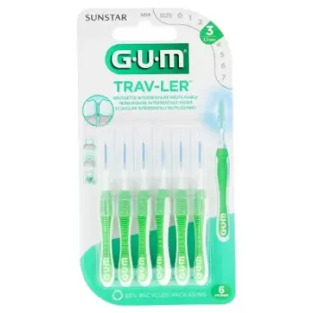 Brossette interdentaire antibact&eacute;rienne Trav-ler 1.1 mm Gum - 6 brossettes