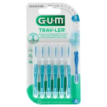 Brossette interdentaire antibact&eacute;rienne Trav-ler 1.6mm Gum - 6 brossettes