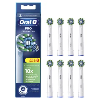 Pro cross action brossettes brosse &agrave; dents &eacute;lectrique Oral-B - 8 brossettes 