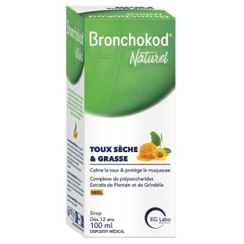Bronchokod Naturel Sirop toux s&egrave;che et grasse miel EG Labo - flacon de 100ml