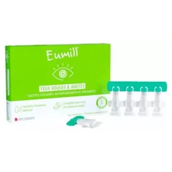 Gouttes yeux rouges et irrit&eacute;s Eumill - bo&icirc;te de 10 unidoses de 0,5ml