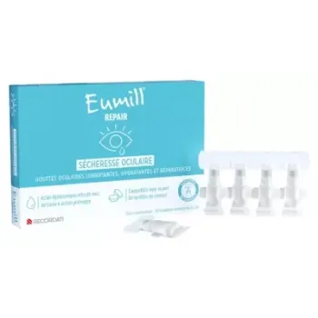 Gouttes s&eacute;cheresse oculaire Eumill Repair - bo&icirc;te de 10 unidoses de 0,5ml