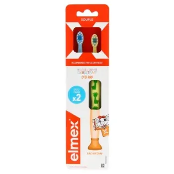 Brosse &agrave; dents souple d&eacute;butant 0-3 ans Elmex - lot de 2 brosses &agrave; dents
