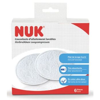 Coussinets d'allaitements lavables NUK - boite de 6 pi&egrave;ces + un filet de lavage