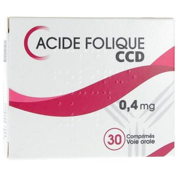 Acide folique CCD 0,4 mg comprim&eacute; - boite de 30 comprim&eacute;s