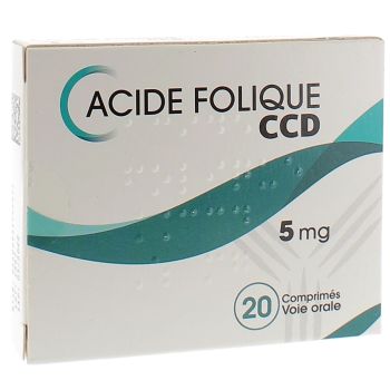 Acide folique CCD 5 mg - bo&icirc;te de 20 comprim&eacute;s