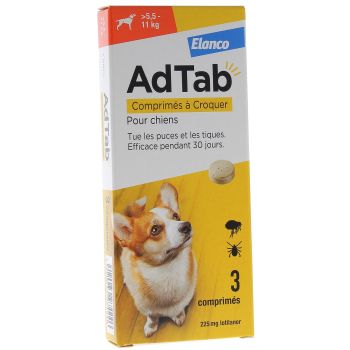 AdTab 225 mg chien 5,5-11kg Elanco - bo&icirc;te de 3 comprim&eacute;s &agrave; croquer