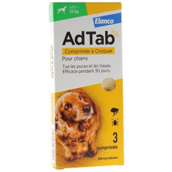 AdTab 450 mg chien 11-22kg Elanco - bo&icirc;te de 3 comprim&eacute;s &agrave; croquer