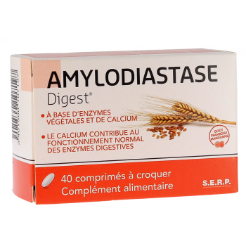 Amylodiastase Digest go&ucirc;t framboise mandarine - bo&icirc;te de 40 comprim&eacute;s &agrave; croquer