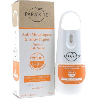 Anti-Moustiques & Anti-Tiques spray huile s&egrave;che Para kito - spray de 75 ml