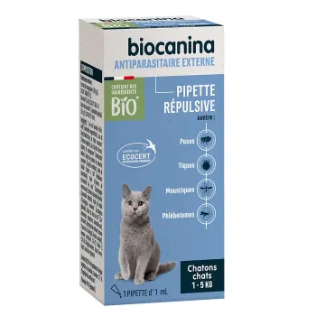 Antiparasitaire externe pipette r&eacute;pulsive chatons chats 1-5kg Biocanina - bo&icirc;te d'une pipette