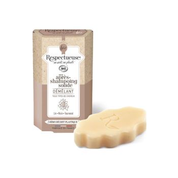 Apr&egrave;s-shampooing solide d&eacute;m&ecirc;lant bio Respectueuse - pain de 40g