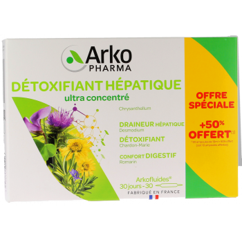 Arkofluides d&eacute;toxifiant h&eacute;patique Arkopharma - 20 ampoules + 10 ampoules offertes