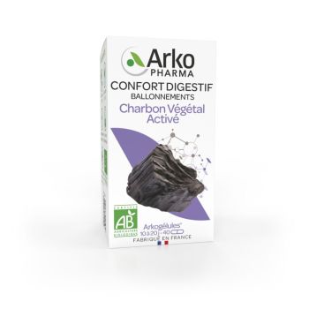 Arkog&eacute;lules Charbon v&eacute;g&eacute;tal bio Arkopharma - boite de 40 g&eacute;lules