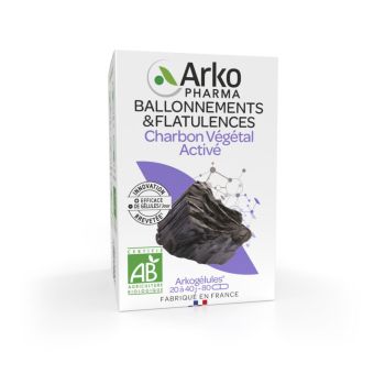 Arkog&eacute;lules Charbon v&eacute;g&eacute;tal bio Arkopharma - boite de 80 g&eacute;lules