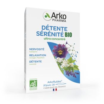 Arkofluides d&eacute;tente s&eacute;r&eacute;nit&eacute; bio Arkopharma - bo&icirc;te de 20 ampoules