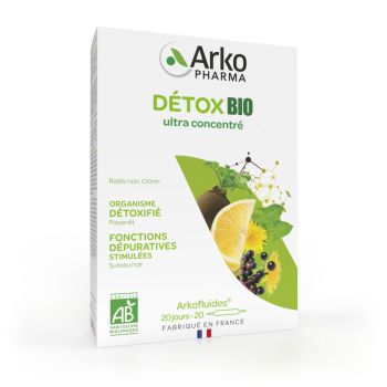 Arkofluides d&eacute;tox bio Arkopharma - bo&icirc;te de 20 ampoules