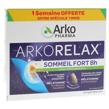 Arkorelax Sommeil Fort 8h Arkopharma - bo&icirc;te de 30 comprim&eacute;s (30 jours de programme)