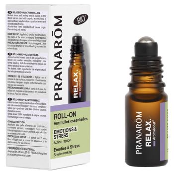 Aromaboost Relax d&eacute;tente Roll-on aux huiles essentielles bio Pranar&ocirc;m - roll-on de 5 ml
