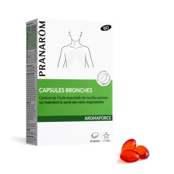 Aromaforce Capsules bronches bio Pranar&ocirc;m - bo&icirc;te de 30 capsules