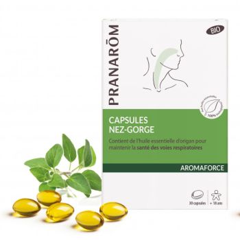 Aromaforce Capsules Nez-Gorge Bio Pranar&ocirc;m - bo&icirc;te de 30 capsules