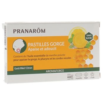 Aromaforce Pastille gorge go&ucirc;t miel-citron Pranarom - bo&icirc;te de 24 pastilles