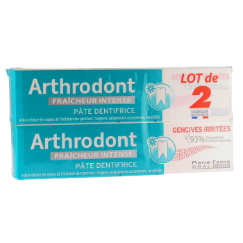 Arthrodont p&acirc;te dentifrice fra&icirc;cheur intense gencives irrit&eacute;es Pierre Fabre - lot de 2 tubes de 75ml