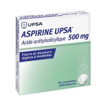 Aspirine UPSA 500mg comprim&eacute; effervescent - bo&icirc;te de 20 comprim&eacute;s