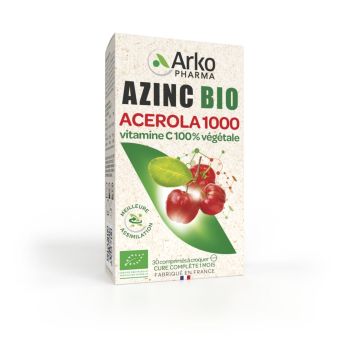 Azinc ac&eacute;rola 1000 bio &agrave; croquer Arkopharma - boite de 30 comprim&eacute;s &agrave; croquer